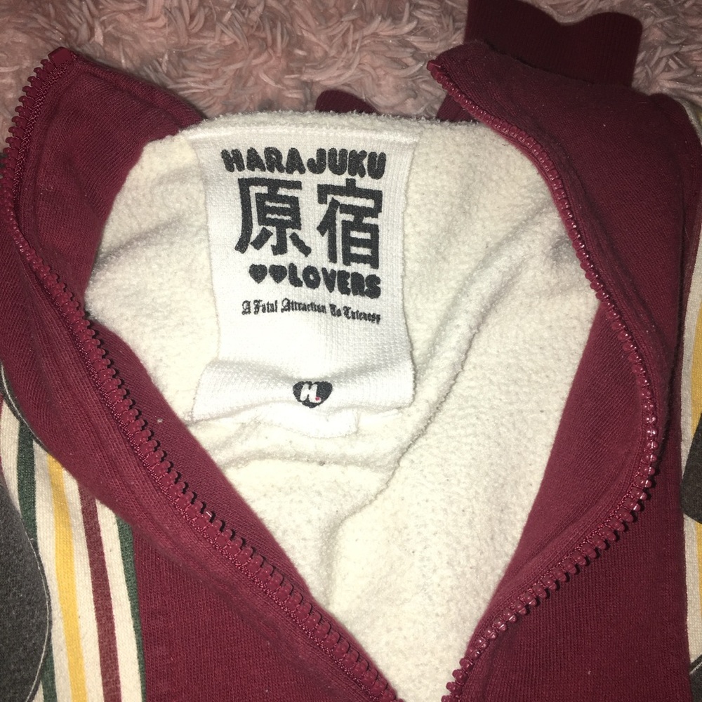 Vintage Harajuku Lovers Zip Hoodie Boombox Print Graphic Jacket, Size M - Picture 4 of 5